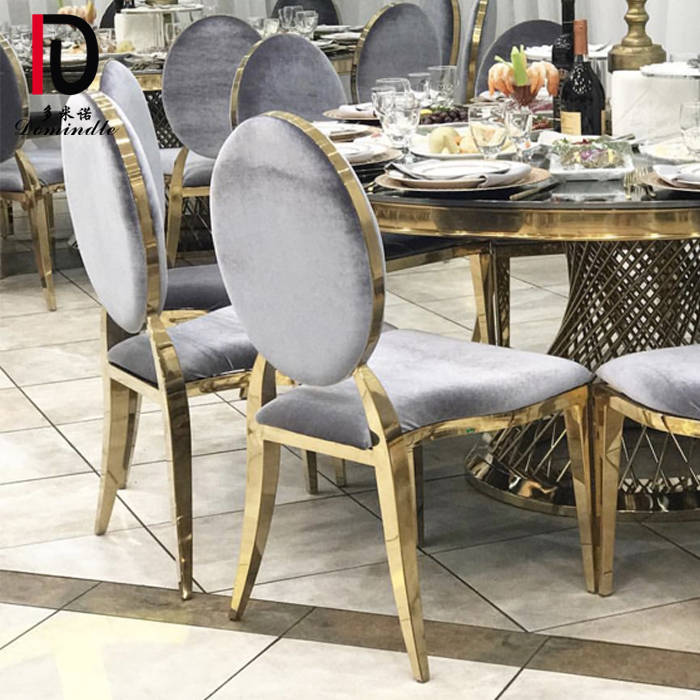 OEM Gold Wedding Folding Chair – WC01 Dominate classic gold stainless steel round back stackable wedding chair – Dominate detail pictures
