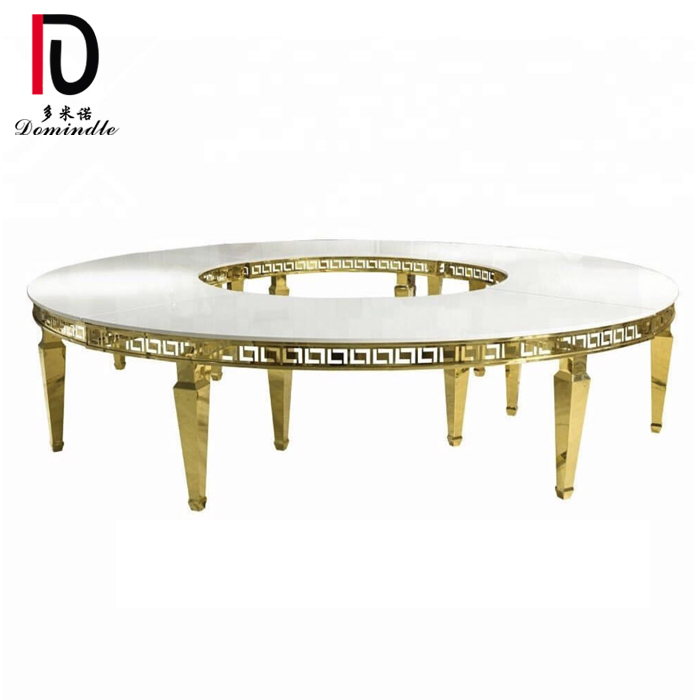 factory wholesale MDF top golden Stainless Steel half round Wedding dining Table