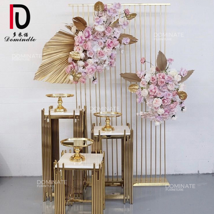 French luxury gold stainless steel decoration lounge furniture wedding backdrop