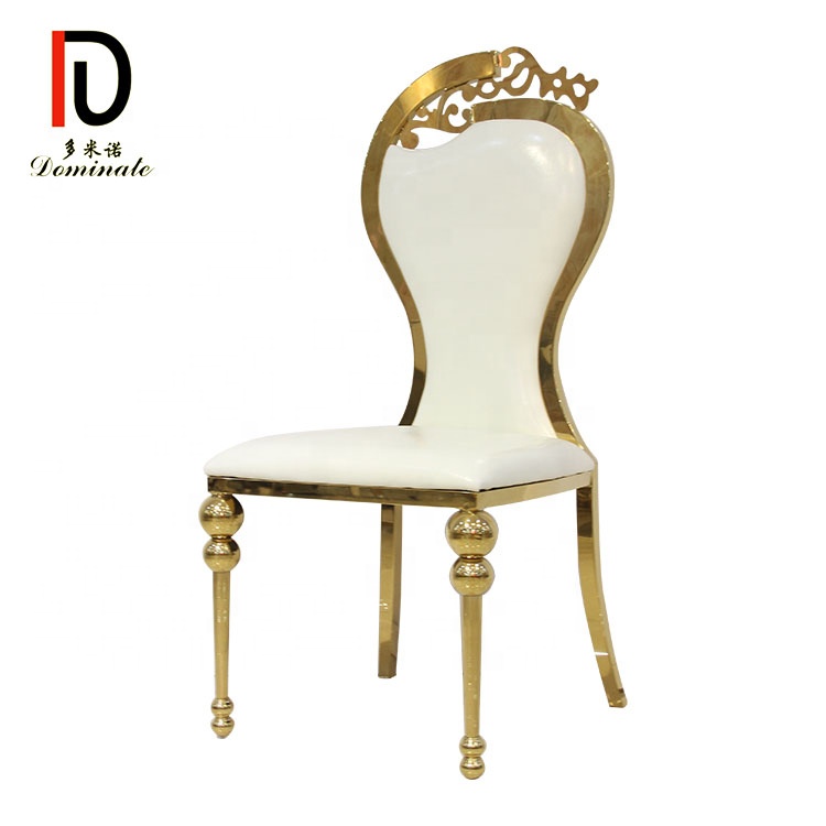 OEM Luxury Gold Stacking Wedding Chair – Gold metal king throne party dining high back wedding reception chair – Dominate detail pictures