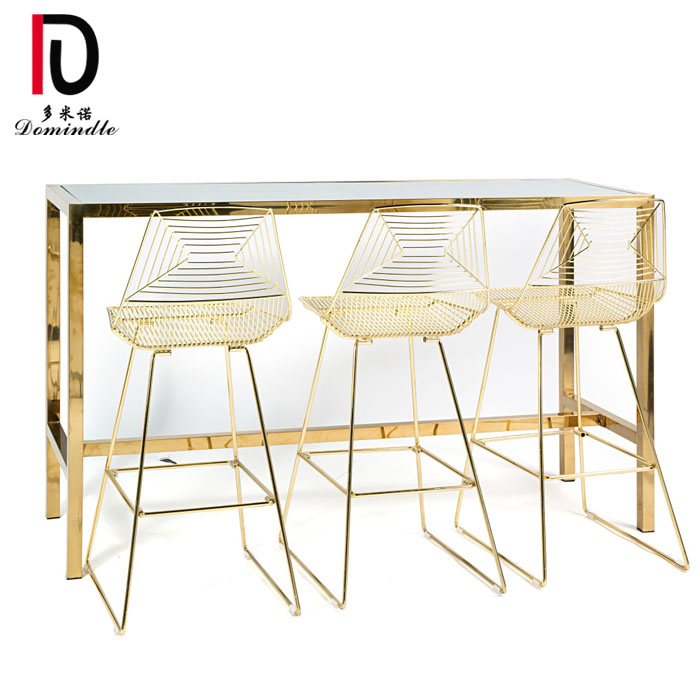 OEM Gold Stainless Steel Event Table –  2019 new stainless steel mirror glass top high cocktail bar table – Dominate