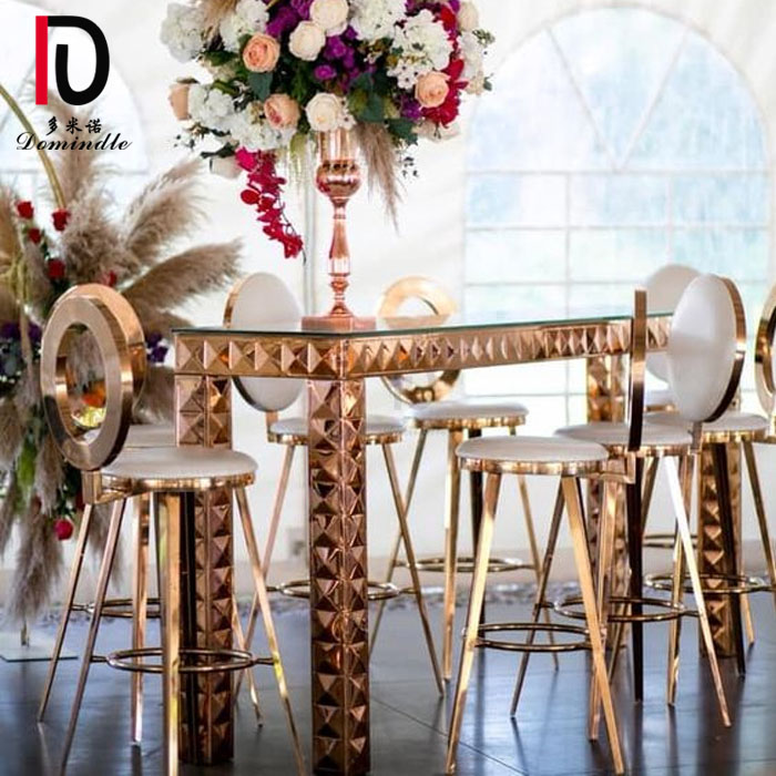 OEM Gold Hotel Table –  cocktail party used rose gold stainless steel wedding high bar table – Dominate