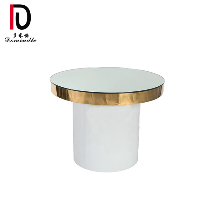 OEM Mdf Top Event Table –  wedding chic stainless steel round mirror glass cake table for events – Dominate