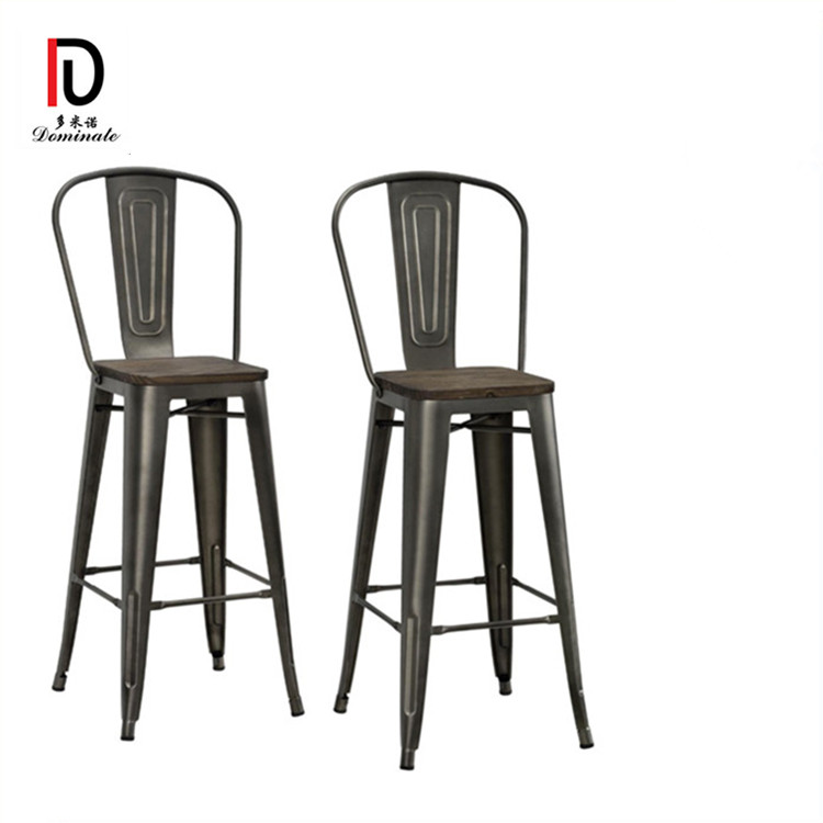 30 inch Copper or Gunmetal Industrial Chic Garden Vintage Metal Bar Stool High Chair With High Back