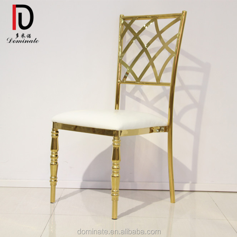 OEM Gold Stacking Wedding Chair –  Modern design GOLD  color stainless steel hanging chair – Dominate