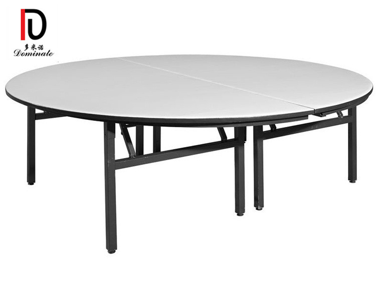 Good Quality Heavy Duty Foldable Ply-wood Banquet Half Moom PVC Wooden Dining Table