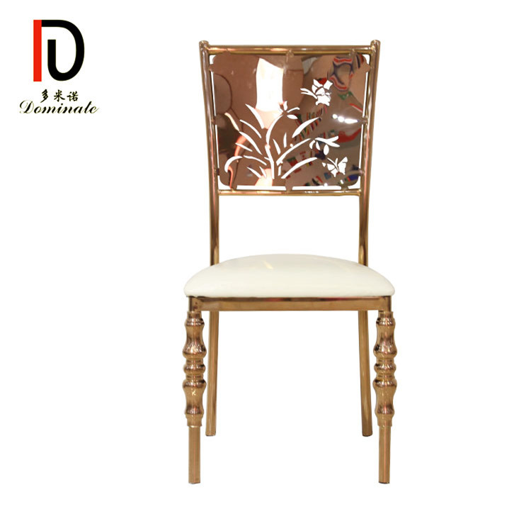 China Stackable Stainless Steel Chair –  Luxury Modern Rose Gold Restaurant Dining Chair – Dominate