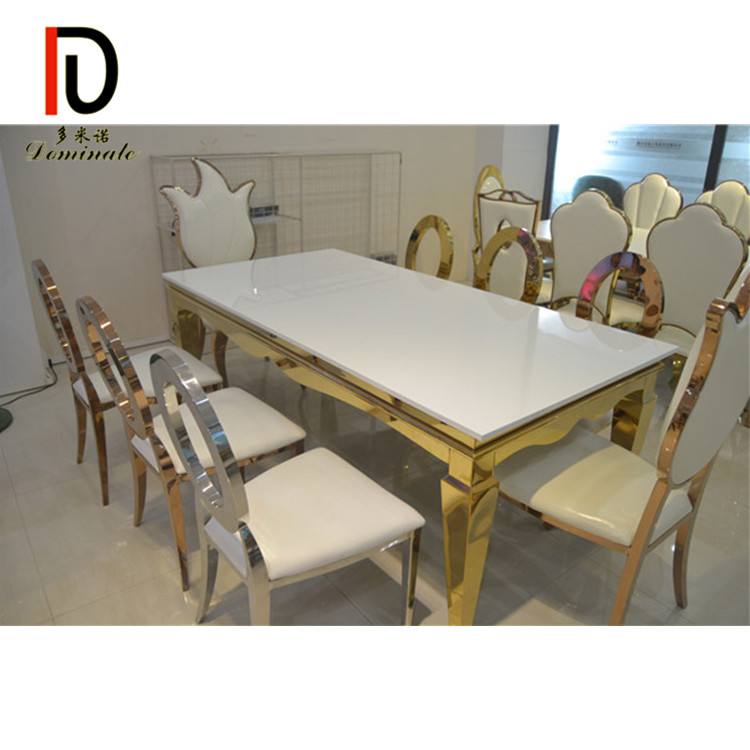 Wholesale Gold Stainless Steel Wedding Table –  Best Selling Gold Stainless Steel Dining Table And Chair Sets,Luxury Stainless Steel Table – Dominate