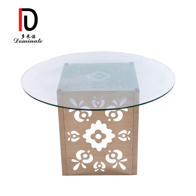 Popular Unique Durable Round Transparent Glass Wedding Dining Bar Coffee  Led Light  Table Featured Image