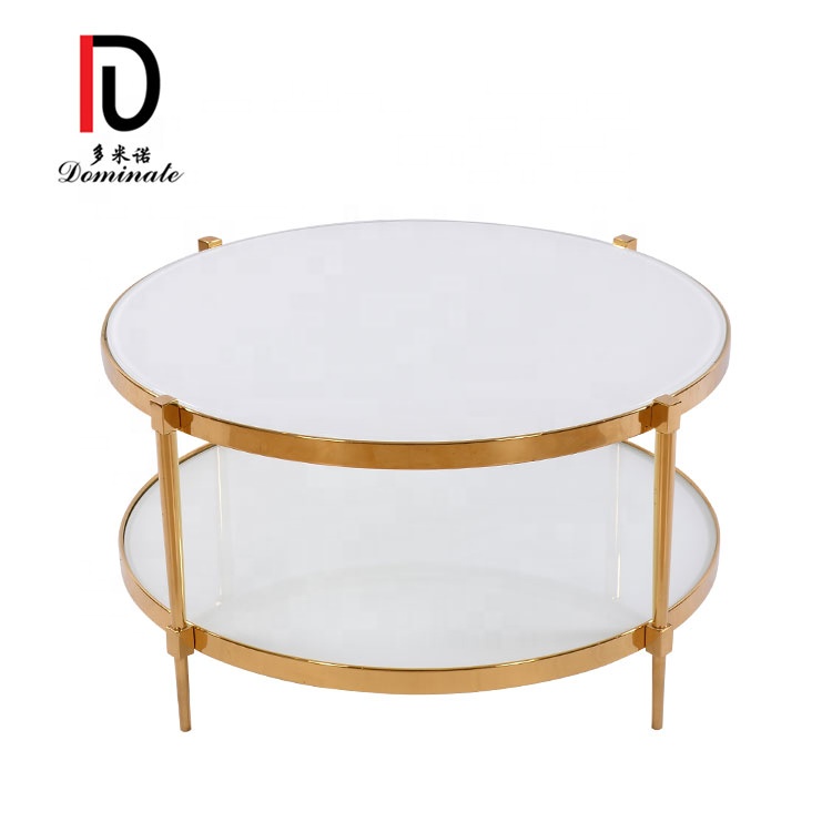 China Metal Hotel Table –  High-grade stainless steel edge lower marble tea table design – Dominate