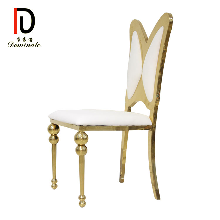 Dominate High Quality gold Stainless Steel white cushion Wedding Chair for events