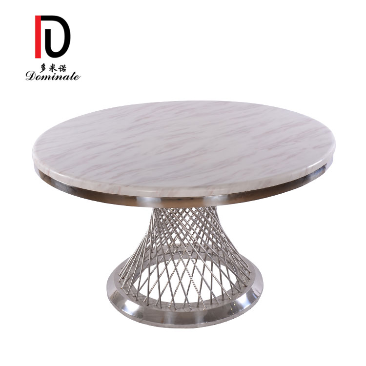 OEM Stainless Steel Round Glass Table –  Luxury Modern Style Marble Top  Silver Stainless Steel Frame Wedding Table – Dominate