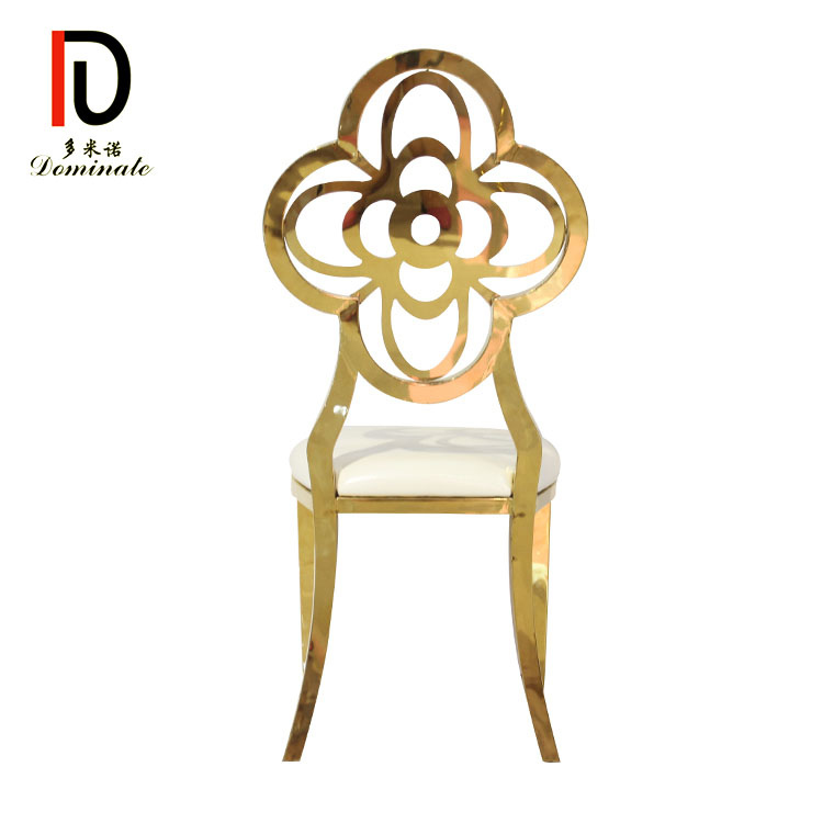 OEM Gold Stackable Hotel Chair –  Luxury Hollow Design Modern Gold Stainless Steel Modern Dining Room Chair – Dominate