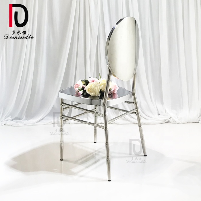 Silver stainless steel simple design wedding round back banquet chair