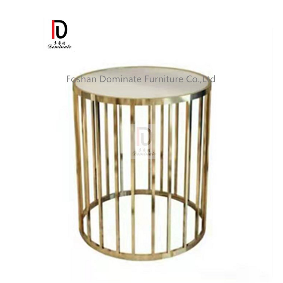 China Gold Glass Table –  China Supplier Small Metal Round gold stainless steel coffee table – Dominate