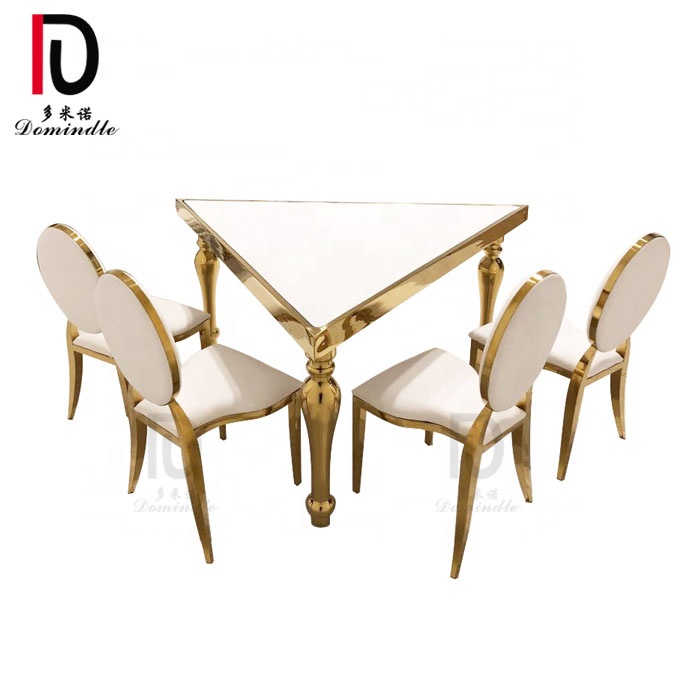 China Banquet Cake Table –  Dubai luxury Mdf triangle stainless steel frame wedding dining table – Dominate