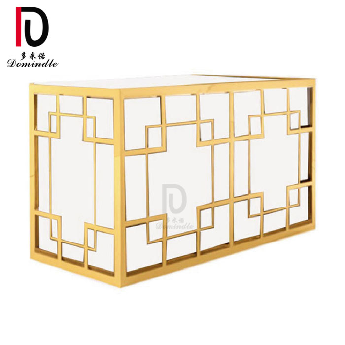 OEM Glass Hotel Table –  NEW event style stainless steel gold frame wedding cocktail bar counter – Dominate