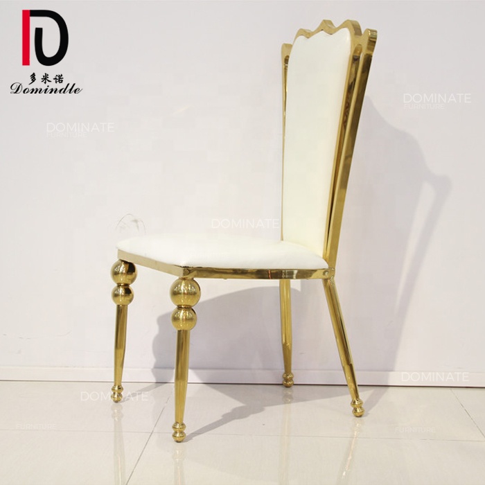 China High Back Gold Hotel Chair – Royal wedding reception used high back king and queen stainless throne chair – Dominate detail pictures