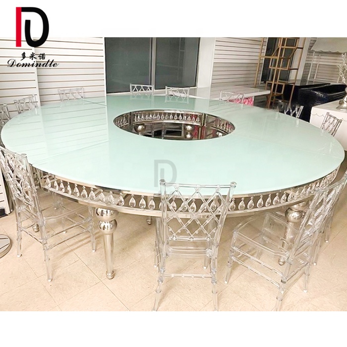 OEM Mdf Hotel Table –  Banquet event hall table and chair set elegant clear crystal wedding decoration table – Dominate