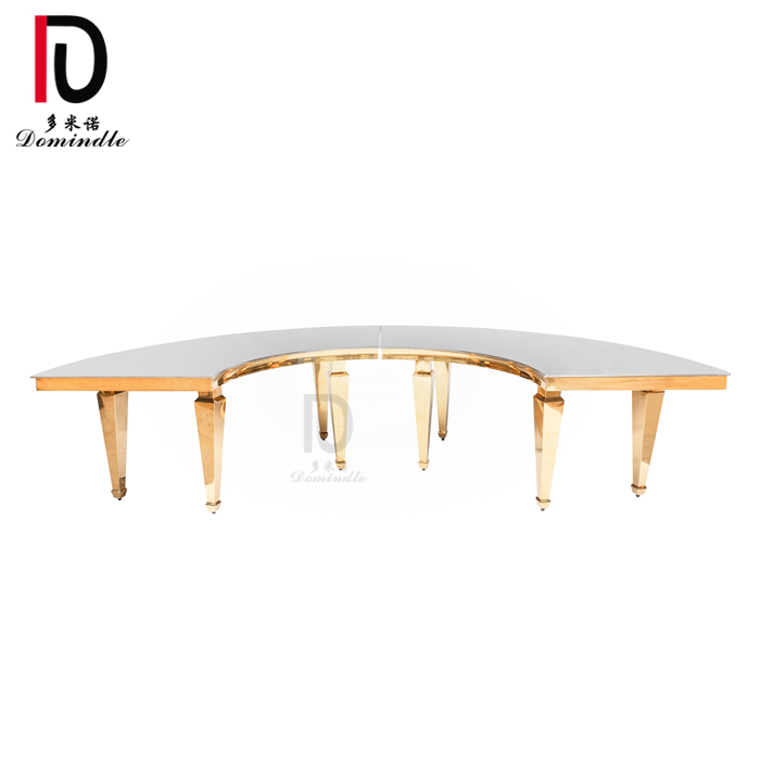OEM Gold Mirror Glass Wedding Table –  Dubai Wedding decoration half moon table Stainless Steel Wedding Table – Dominate