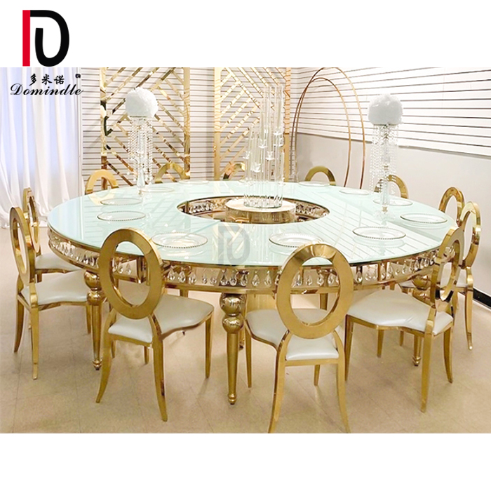 OEM Luxury Dining Table –  Foshan event chic glass top stainless steel circle round crystal wedding banquet table – Dominate