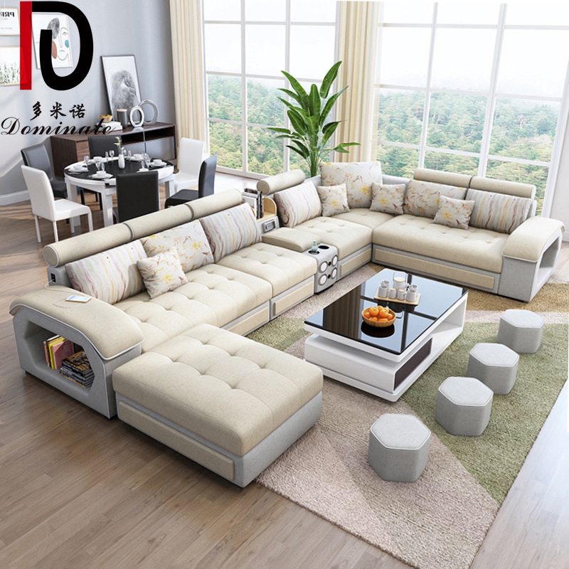 Hot Sale Western Style Sectional Fabric Set U Shape Corner Sofa For Living Room