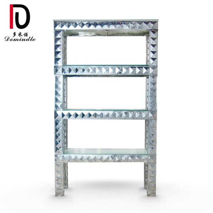 Good quality Tables From China – Titanium metal stainless steel frame glass layer wine cabinet for bar – Dominate