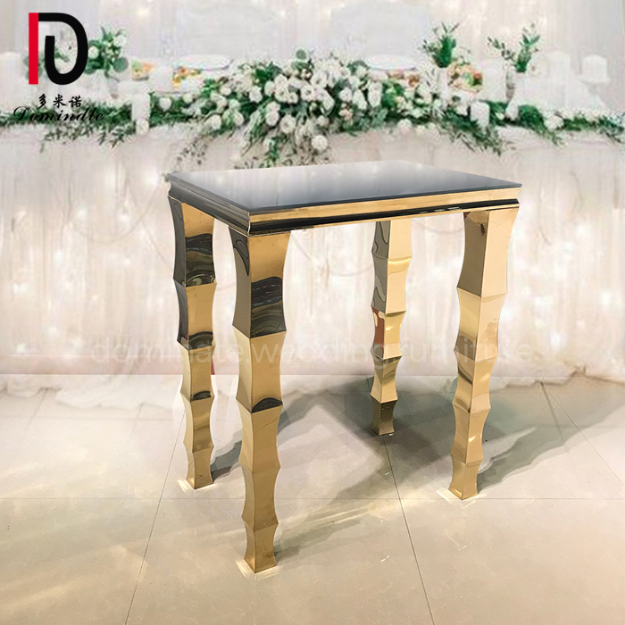 party gold stainless steel frame tempered glass square cocktail table