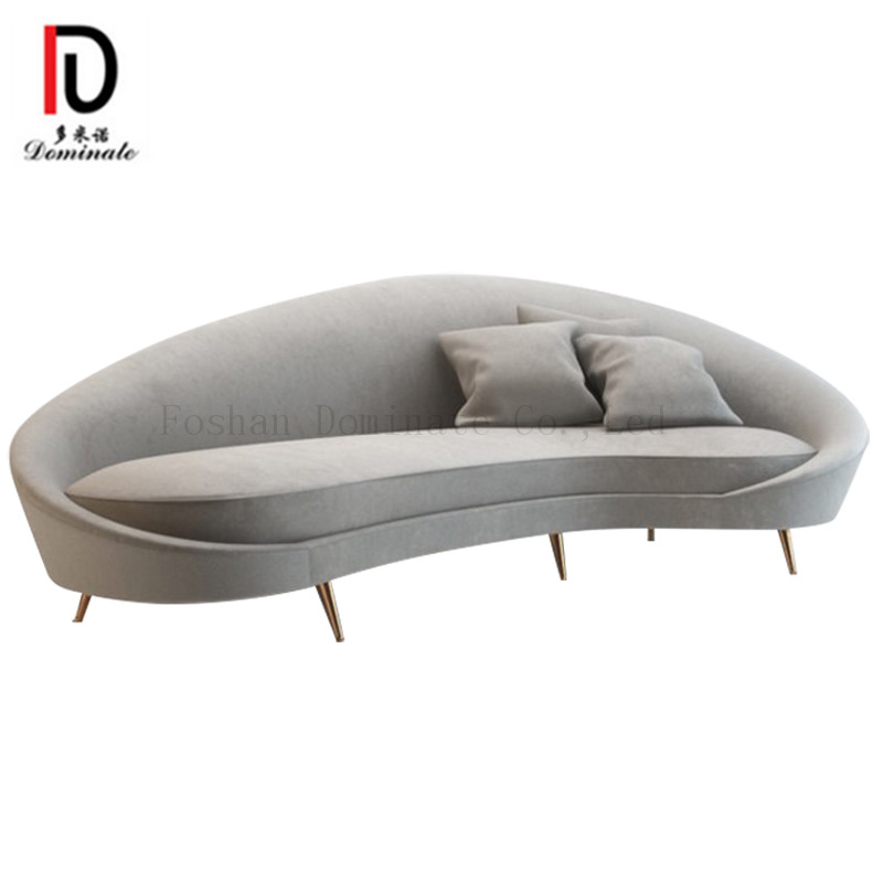 Stainless steel base and fabric cushion curved sofa for reception room