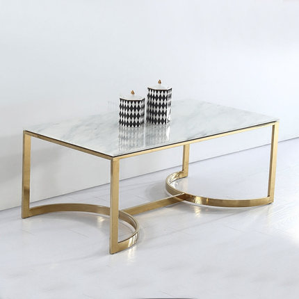 OEM Silver Banquet Table –  Rectangular stainless steel marble is contemporary and contracted coffee table – Dominate