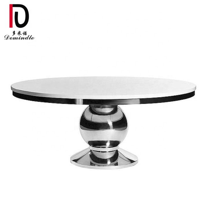 OEM Steel Glass Table –  Hotel dining lobby room reception guests round black glass table wedding – Dominate