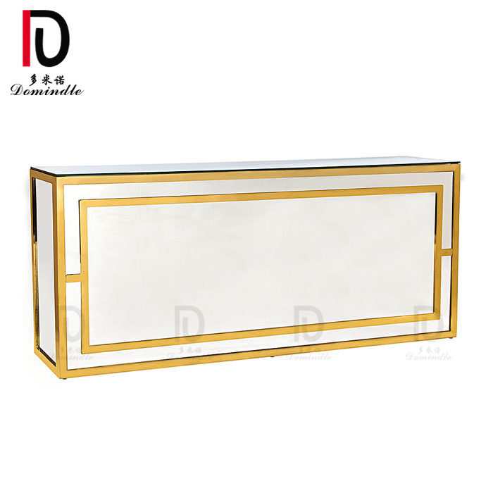 Wholesale Gold Glass Table –  gold frame stainless steel wedding modern party two tone bar table – Dominate