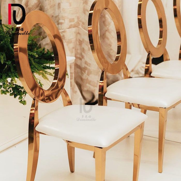 China High Back Gold Hotel Chair –  dominate wedding design oval back golden stainless steel chairs for event rentals – Dominate