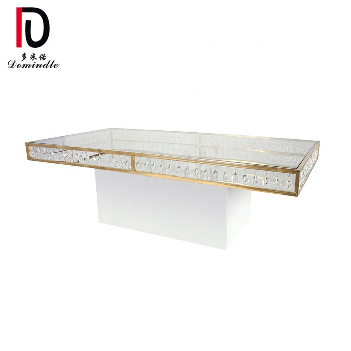 Crystal Rectangle dining table mirror glass stainless steel wedding