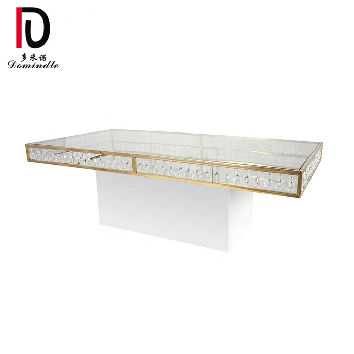 China New Design Event Table –  Crystal Rectangle dining table mirror glass stainless steel wedding – Dominate