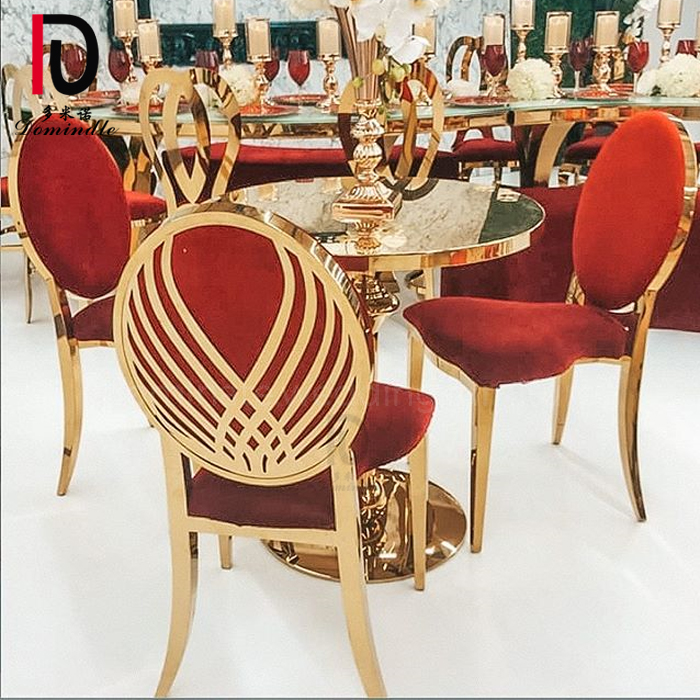 Wholesale Luxury Use Event Gold Wedding Chair –  2020 unique design banquet used changeable back gold stainless steel wedding chair – Dominate