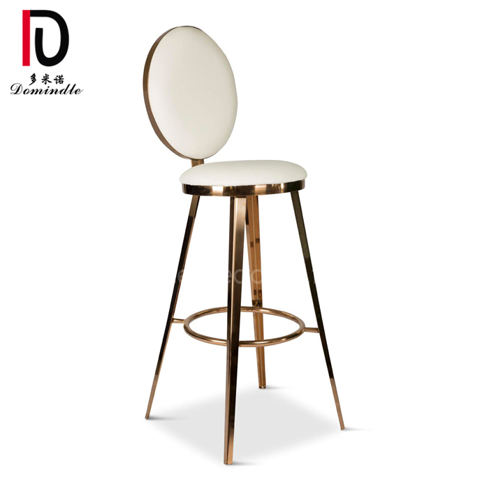 Wholesale Luxury Banquet Chair –  bar furniture white pu cushion stainless steel rim Gold Washington Bar Stool – Dominate