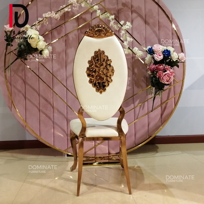 China Royal Stackabke Wedding Chair – Rose gold carved design head royal event throne chairs luxury wedding king – Dominate detail pictures