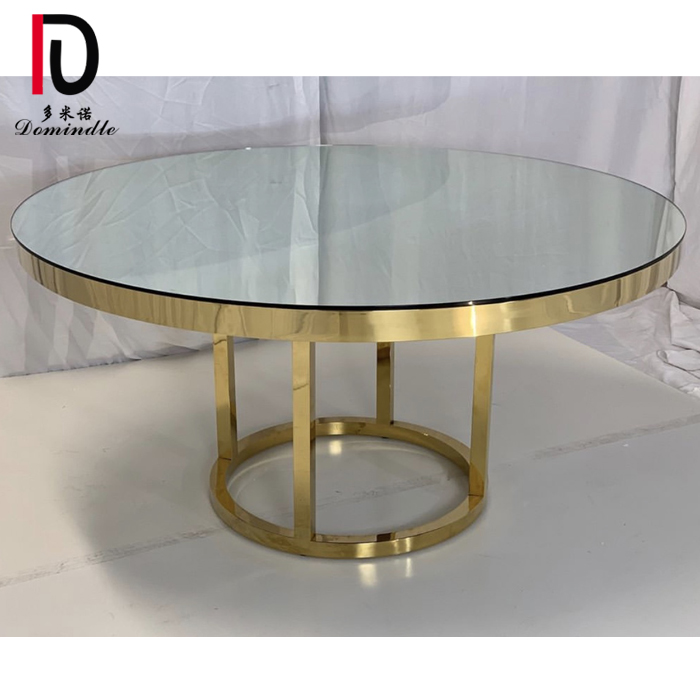 China Elegant Wedding Table –  2019 new design mirror glass stainless steel dining wedding table – Dominate