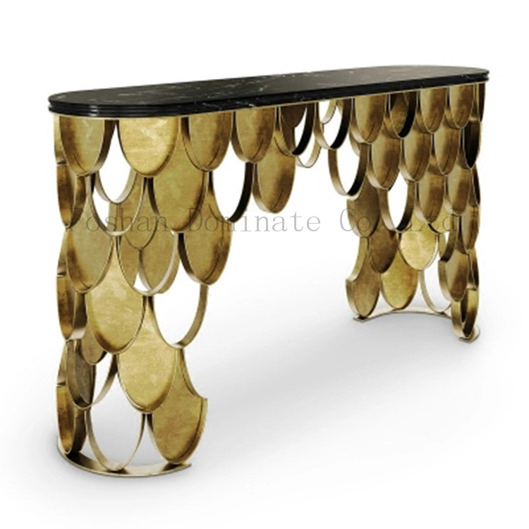 Wholesale Luxury Golden Stainless Steel Table –  chinese factory wholesale price marble and  glass top center table tea table coffee table – Dominate