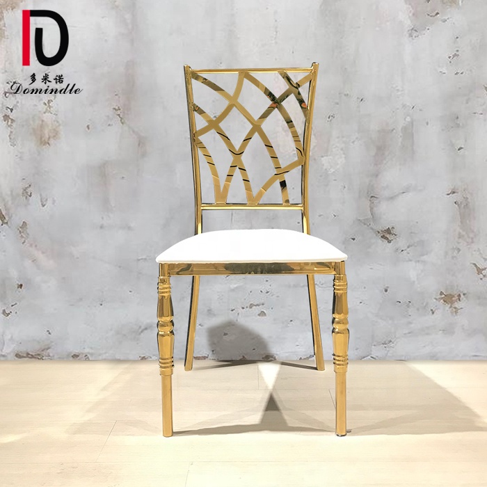 Event banquet furniture stainless steel cross back golden royal dinner chair