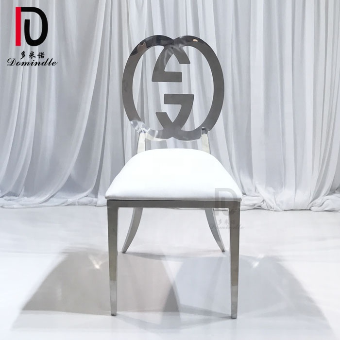 China Stackabke Dining Chair – Golden Metal Design Back Silver color Banquet Wedding Chair Modern – Dominate detail pictures