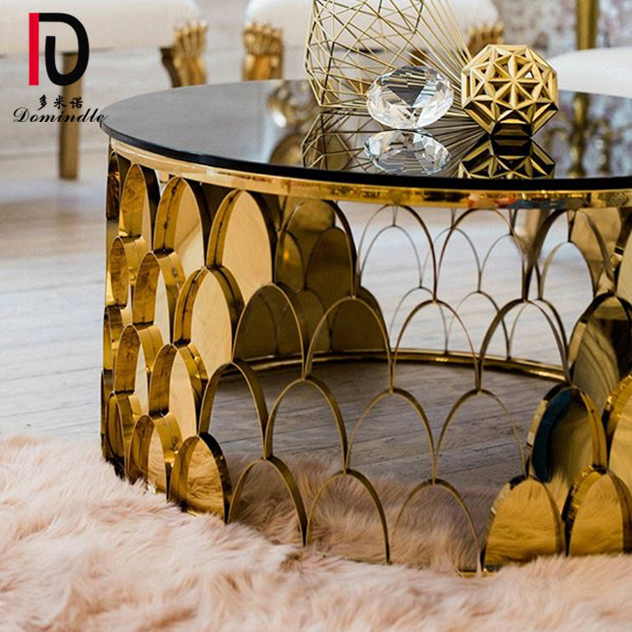 unique design mirror glass Stainless Steel gold Coffee table