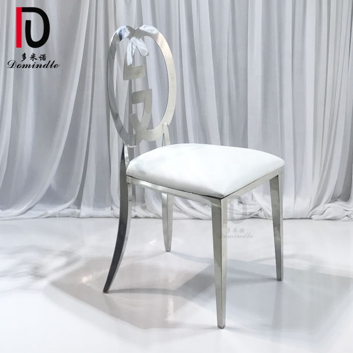 China Stackabke Dining Chair –  Golden Metal Design Back Silver color Banquet Wedding Chair Modern – Dominate