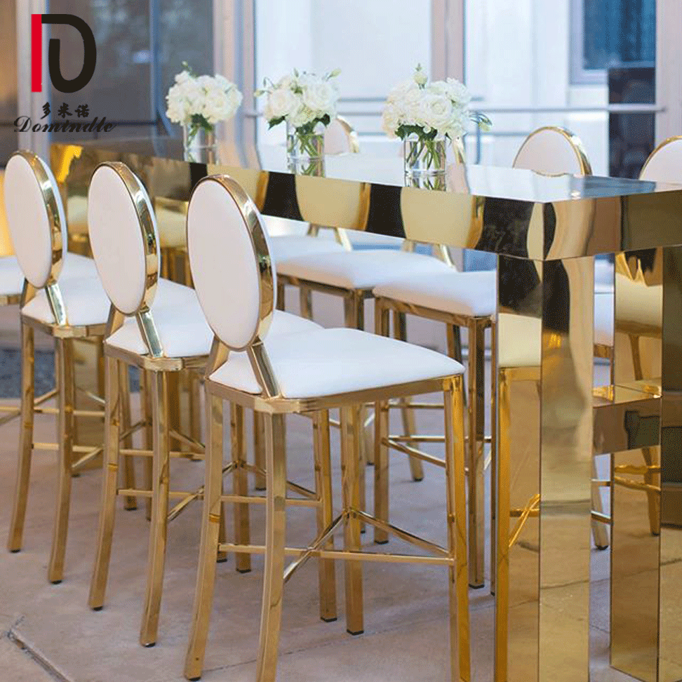 miami rental gold stainless steel bar stool cocktail chair
