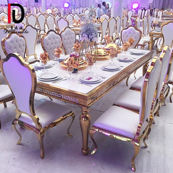 royal gold middle east stainless steel cucurbit leg MDF top wedding banquet table