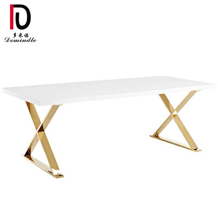 OEM Event Glass Top Banquet Table –  wedding and event rental stainless steel legs square MDF Dining Table – Dominate