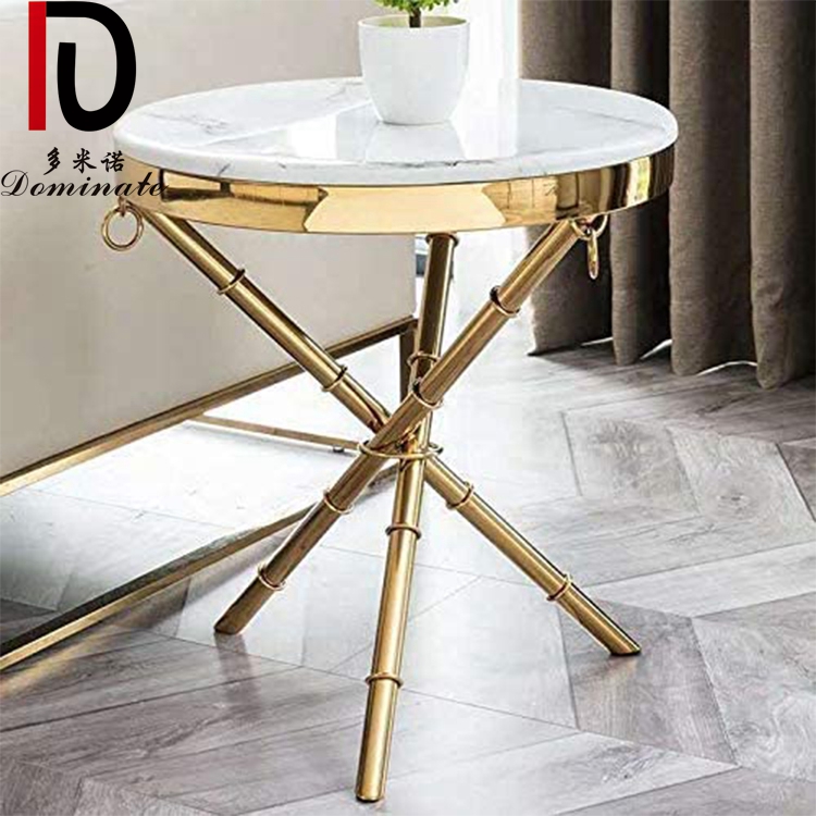 Wholesale Gold Mirror Glass Wedding Table –  Round Marble Top Side Tables Stainless Steel Gold Base Dining Side Coffee Table – Dominate