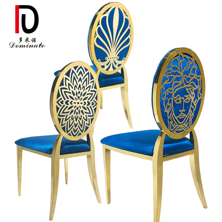 WC01 Dominate luxury stainless steel banquet throne wedding event golden dining chair with cushions