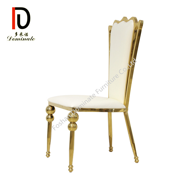 Hotel Wedding Furniture Customized European High-end Restaurant Banquet Chair Round Back Stainless Steel Table and Chair